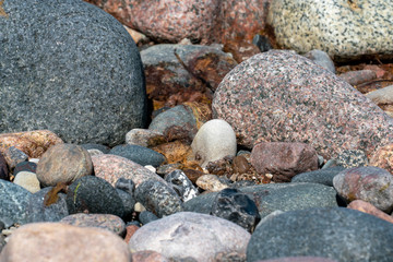 Multi coloured pebbles on a beach