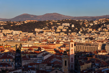Fototapeta na wymiar City of Nice in France at Sunrise