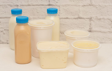 different milk products on the table