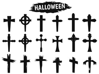 Black shadow cross icon during the Halloween season.
