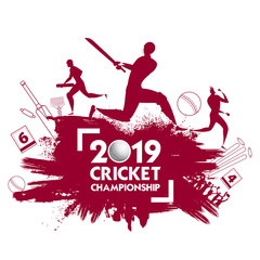 illustration of batsman player playing cricket championship sports 2019