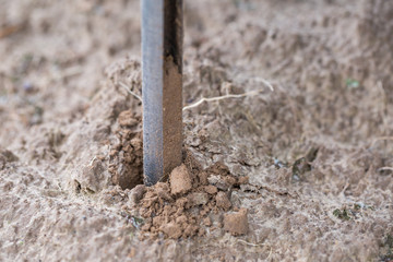 Soil Sampling. Automated probe for soil samples taking sample with soil probe sampler....
