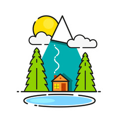 Obraz na płótnie Canvas Log Cabin In The Woods Vector Icon Ready For Your Design, Greeting Card