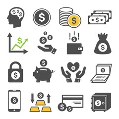 Vector icon set finance, money, save money