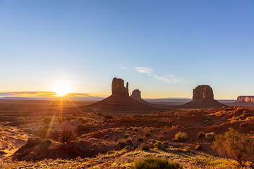 Sunrise at Monument Valley Tribal Park in the Arizona-Utah border, USA