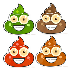 Set of Cartoon Brown Poop. Shit Variations.