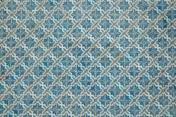 Blue floral pattern hand-painted in baroque style on ceramic tiles