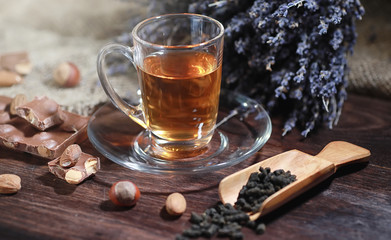 Brewed tea on a serving table