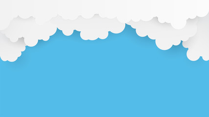 Paper art with cloud on blue sky. Copy space for text and advertise.