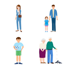 Isolated object of family and people symbol. Collection of family and avatar stock vector illustration.