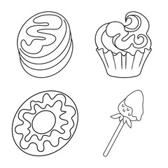 Vector design of sweet and product symbol. Set of sweet and caramel stock vector illustration.