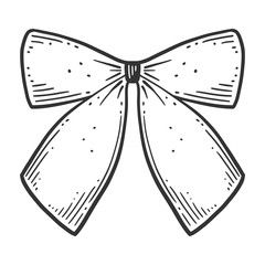 Ribbon bow. Vector concept in doodle and sketch style.