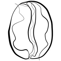 Coffee bean one line drawing. Continuous line Café Logo Vector Art