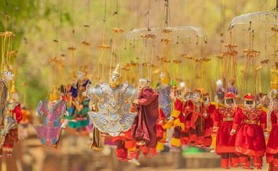 Traditional Myanmar handicraft puppets , the popular gift or Souvenir from Bagan , Mandalay Myanmar.
