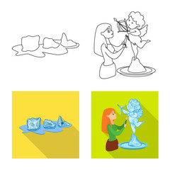 Vector illustration of texture and frozen symbol. Set of texture and transparent stock symbol for web.