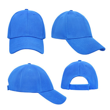 Blue baseball cap 4 view isolated