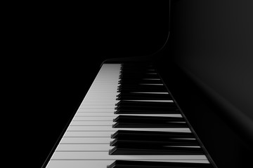 Fototapeta premium Light and shadow of piano in the darkness. 3D rendering.