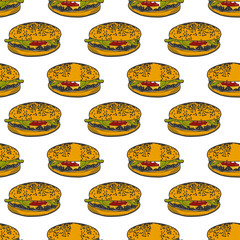 Cheesburger. Vector concept in doodle and sketch style. Hand drawn illustration for printing on T-shirts, postcards.