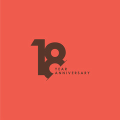 18 Years Anniversary Celebration Vector Template Design Illustration - obrazy, fototapety, plakaty