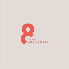 8 Years Anniversary Celebration Vector Template Design Illustration - obrazy, fototapety, plakaty