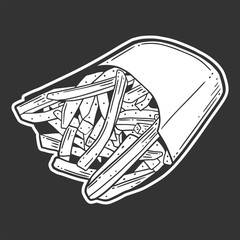 French fries. Vector concept in doodle and sketch style.