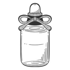 Bottle with massage oil, aromatherapy. Vector concept in doodle and sketch style.