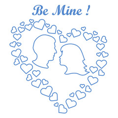 men and women in hearts. Be Mine. Valentine's Day