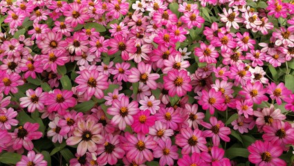 Pink flowers with green leaves floor