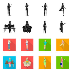 Isolated object of posture and mood sign. Set of posture and female stock symbol for web.
