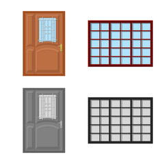 Vector design of door and front symbol. Set of door and wooden stock vector illustration.