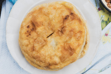 Homemade pancakes served on a plate