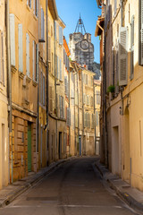 Fototapeta na wymiar Avignon. Old narrow street in the historic center of the city.