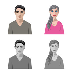 Fototapeta premium Isolated object of hairstyle and profession symbol. Collection of hairstyle and character vector icon for stock.