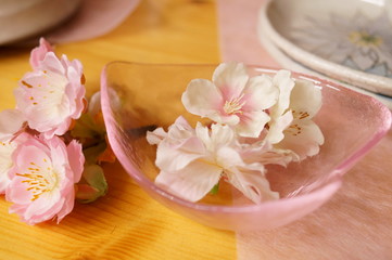 Plakat Tableware pink Cherry Blossoms flower Pretty