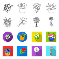 Vector illustration of spring and wreath icon. Set of spring and blossom vector icon for stock.