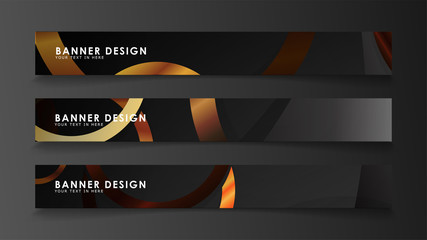 Set abstract vector banner backgrounds with wood color combination circles