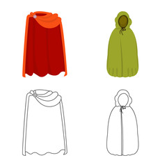 Vector illustration of material and clothing sign. Collection of material and garment vector icon for stock.