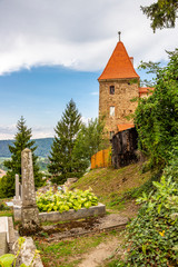 Sighisoara Ropemakers' Tower or Turnul Franghierilor in Romania, Transylvania, a guard house for the cemetery of Biserica din Deal or the Church on the Hill, exterior partial view
