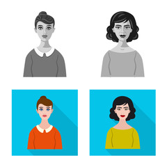 Fototapeta premium Isolated object of hairstyle and profession symbol. Collection of hairstyle and character stock symbol for web.