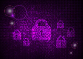 Global network security, World map. Vector illustration