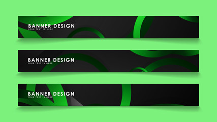 Obraz premium Set rectangular vector banners with background of dark green circles