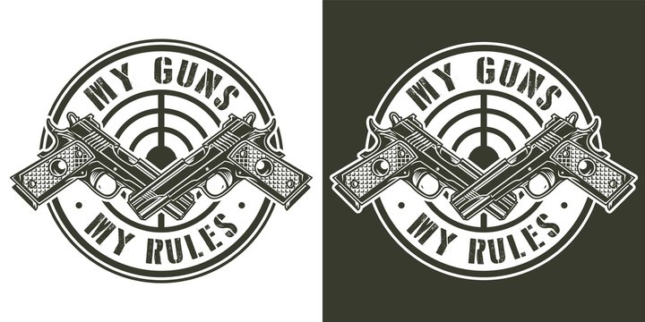 Vintage military round monochrome logo