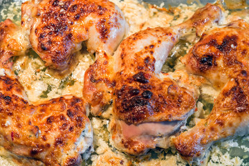 Oven roasted chicken legs garlic Mayonnaise Yogurt sause