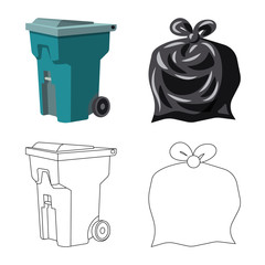 Isolated object of dump and sort symbol. Collection of dump and junk stock symbol for web.