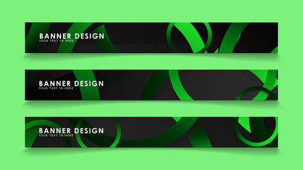 Set rectangular vector banners with background of dark green circles