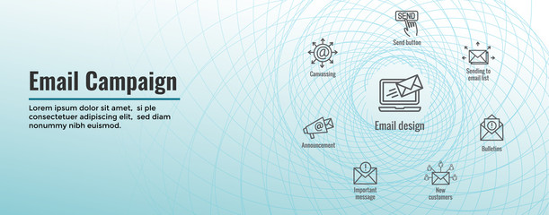 Email marketing campaigns icon set - web header banner