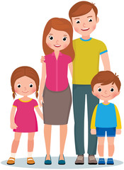 Family portrait of parents and their little children son and daughter vector illustration