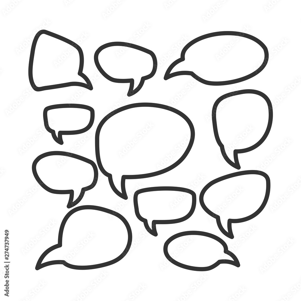 Aufkleber Set of speech bubbles icon template black color editable. Cartoon balloon word  symbol Flat vector sign isolated on white background. Simple logo vector illustration for graphic and web design.