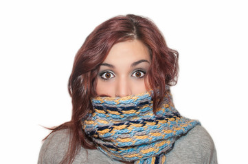 Young and beautiful girl with winter scarf