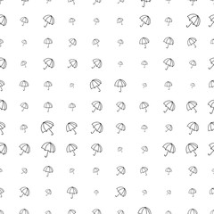 Thin line umbrella halftone seamless pattern. Vector illustration.